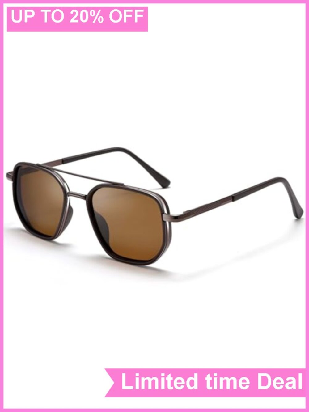 Polarized Square Aviator Sunglasses Women UV400 Metal Frame